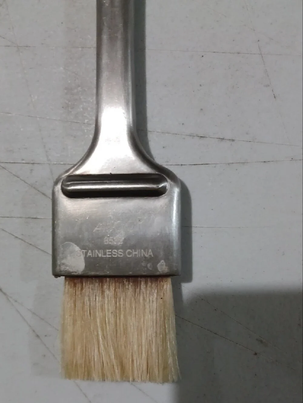 Stainless Steel Basting Brush with Natural Bristles - Silver